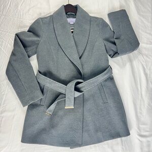 NWT Laura Scott Women's Gray Belted Faux Wool Coat size S
